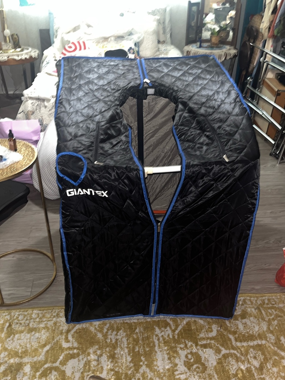 NWOT Giantex Portable Steam Sauna Tent in Black with Blue Trim
